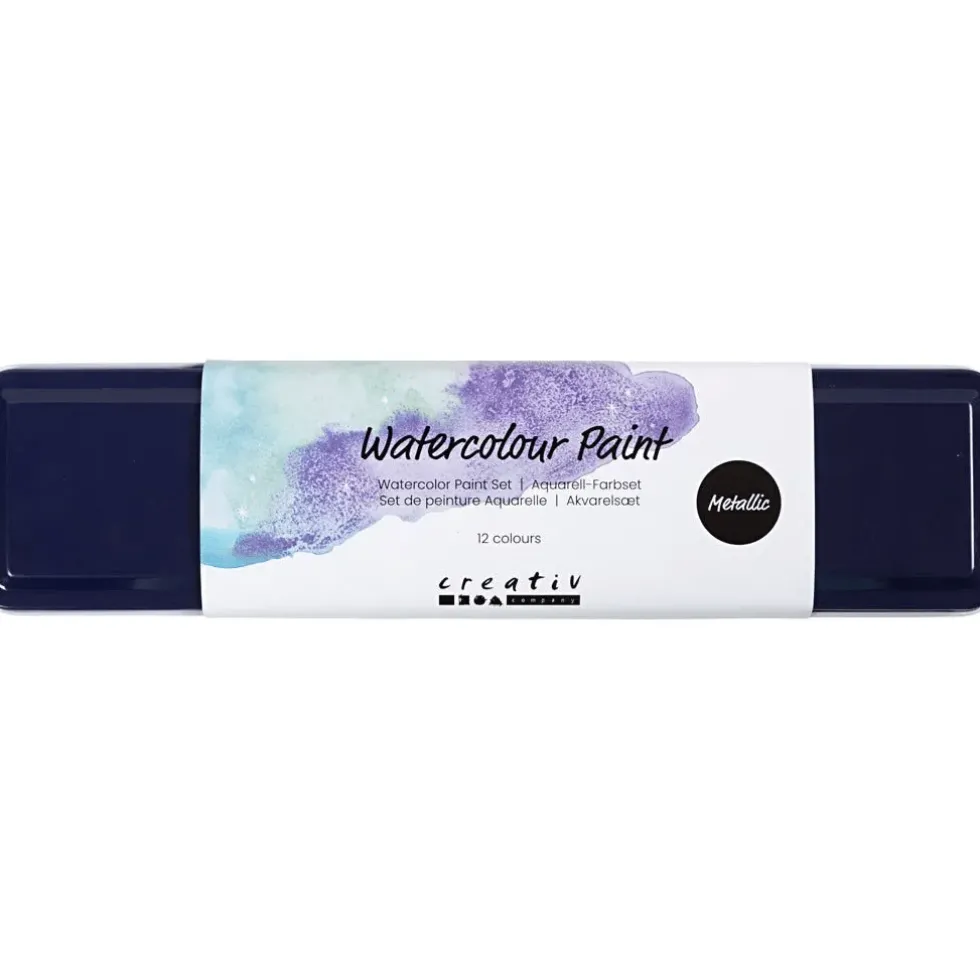 Akvarellisetti - Metallinhohto, 12 väriä