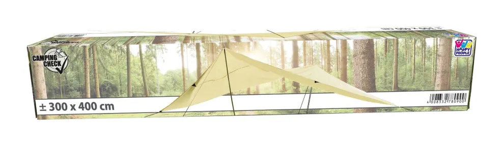 Aurinkopurje 3 x 4 m - Hiekanruskea + 2 tankoa