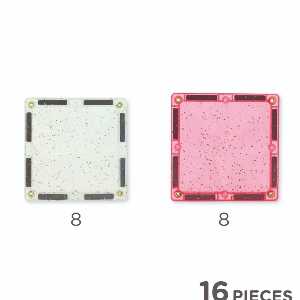 Cleverclixx | Läpinäkyvä glitter/pinkki, 16 kpl
