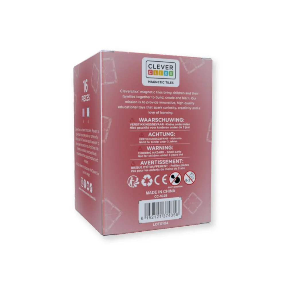 Cleverclixx | Läpinäkyvä glitter/pinkki, 16 kpl