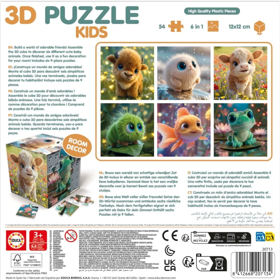 3D-palapelikuutio – Eläinten poikaset