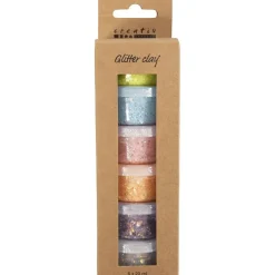 Glitter Clay 6 x 20 ml - Pastellivärit