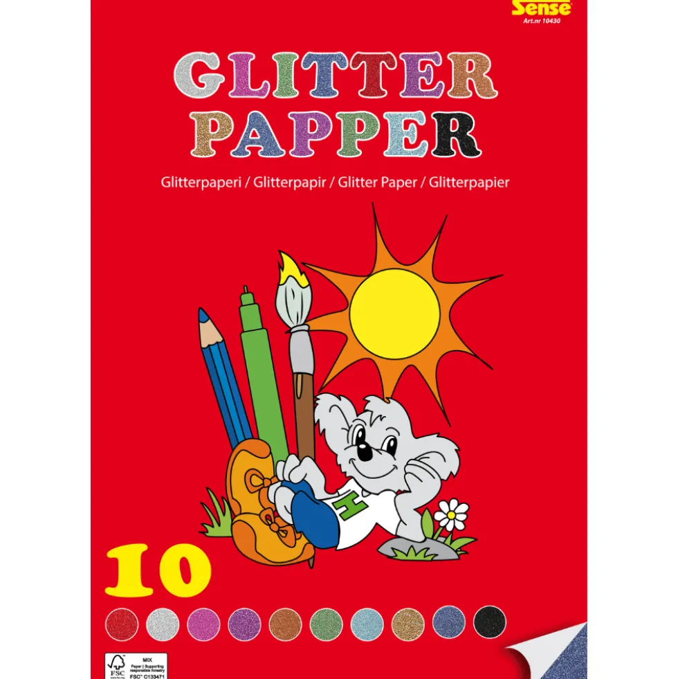 Glitterpaperi A4 - 10 arkkia