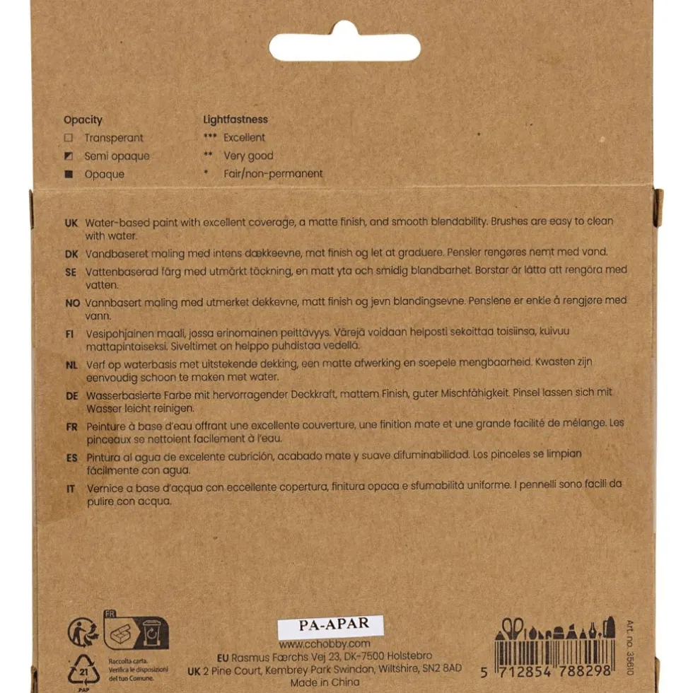 Gouache-maali 20 ml. - Pastelli, 6 kpl