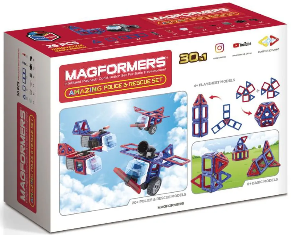 Magformers 26 kpl - Poliisi ja palokunta