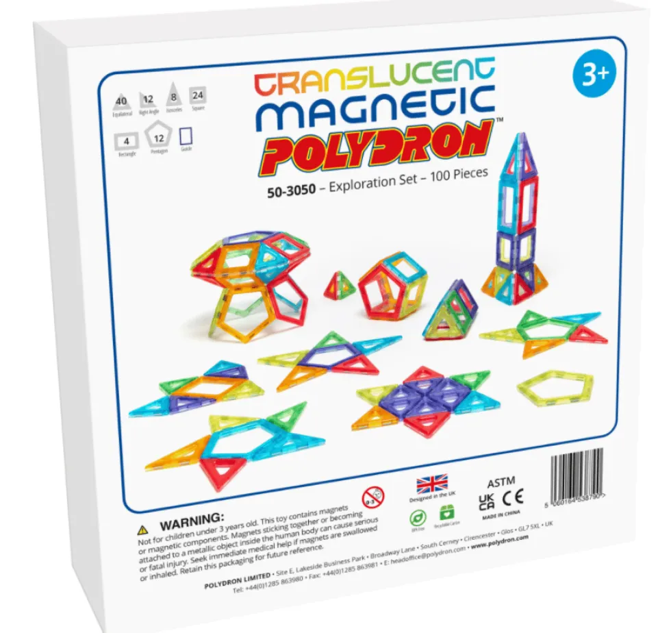 MAG Polydron | Läpinäkyvä | 100 osaa
