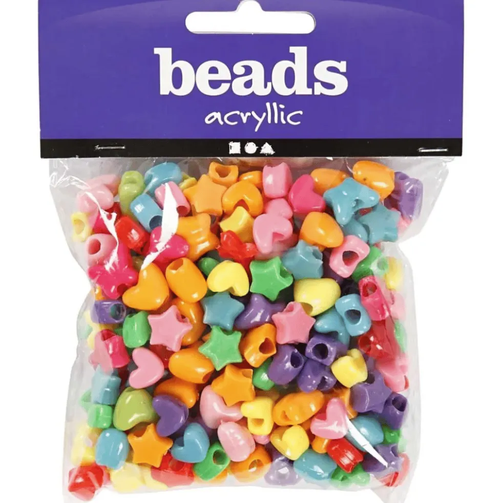 Muovihelmet - sekoitus sydämet/tähdet, 65 g.