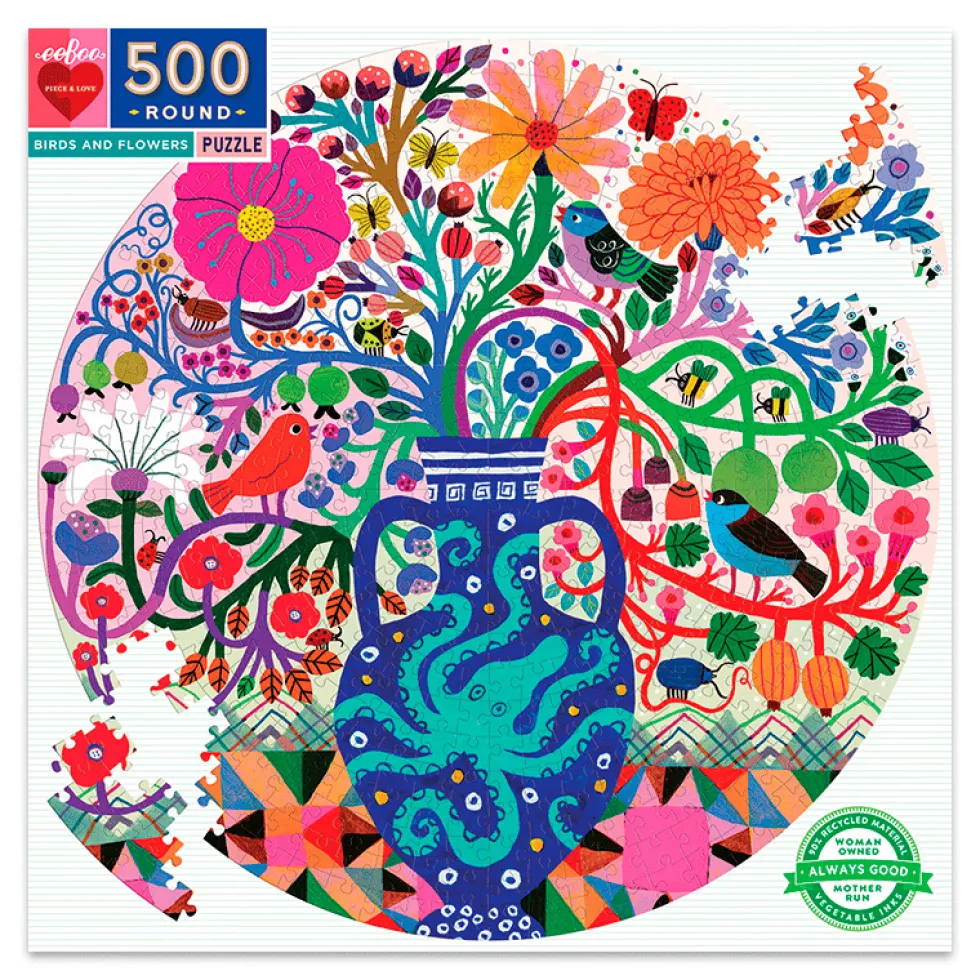 Palapeli 500 palalla - Linnut ja kukat