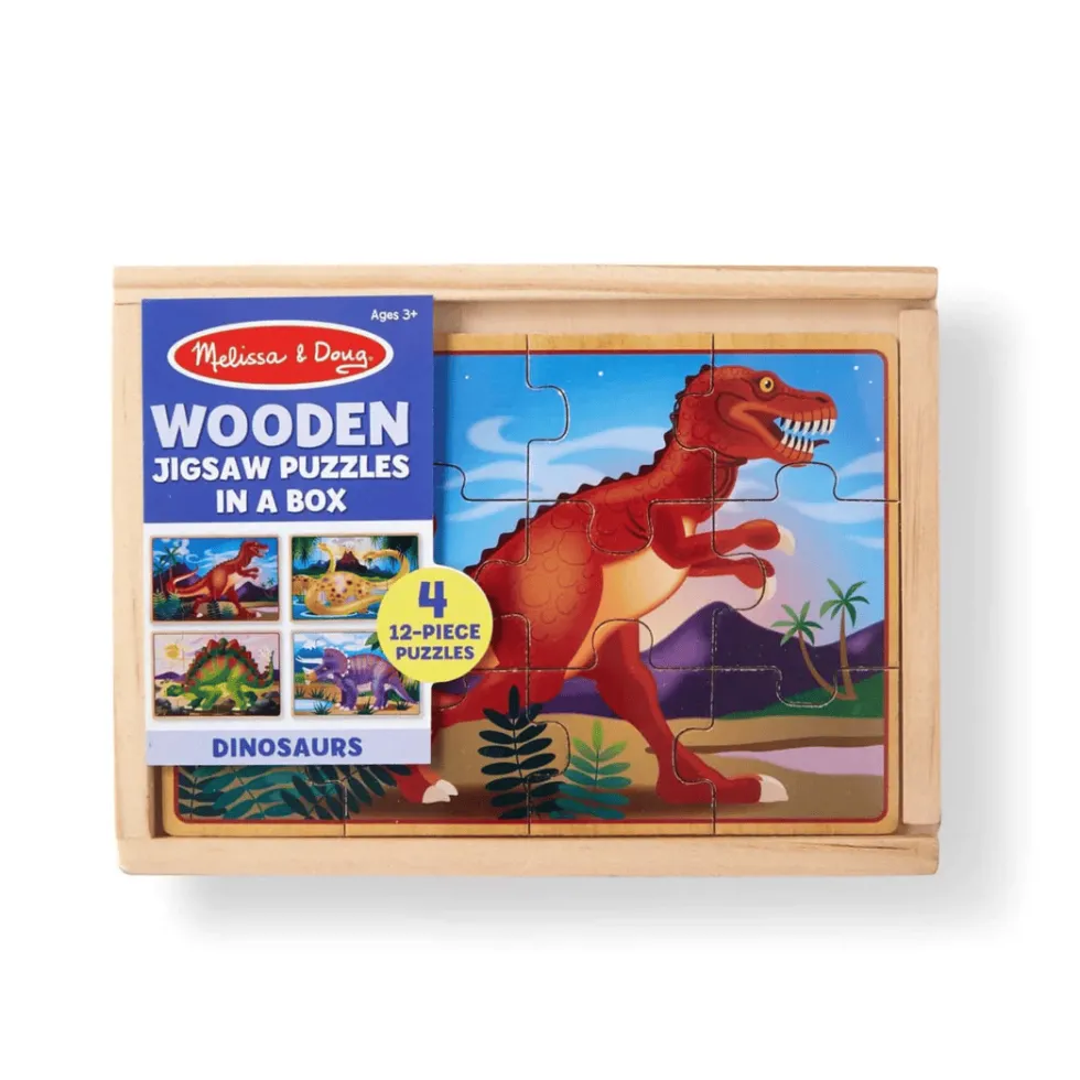 Palapeli puusta, 4 x 12 palaa - Dinosaurukset