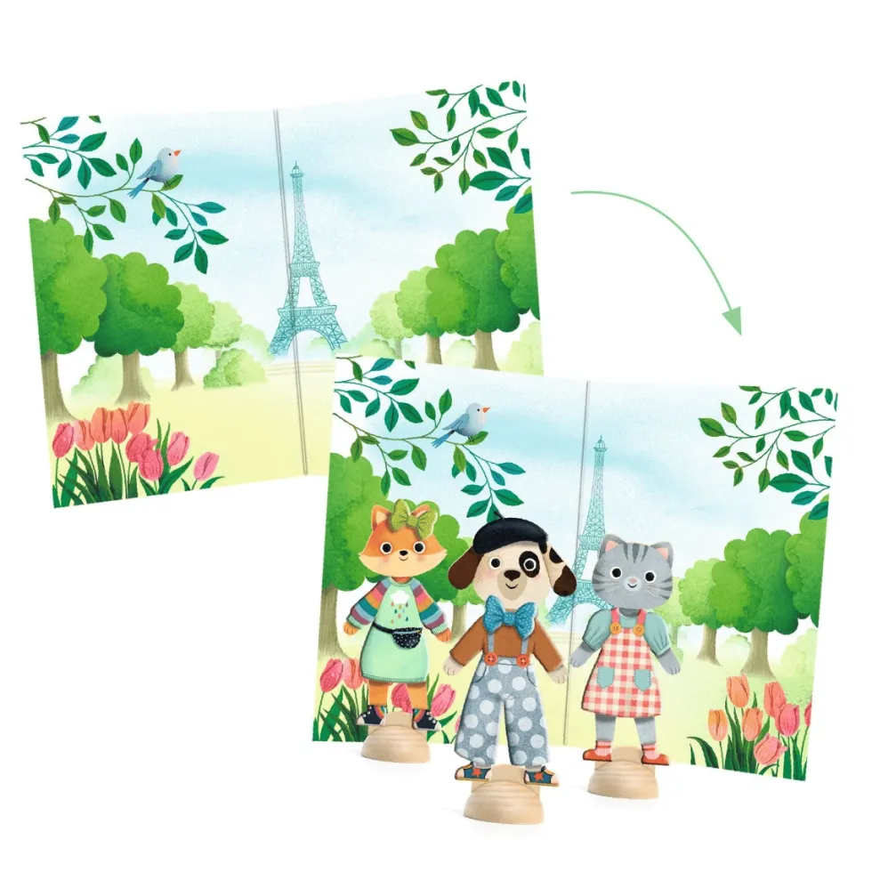 Paperinukke tarroilla - Bonjour Paris