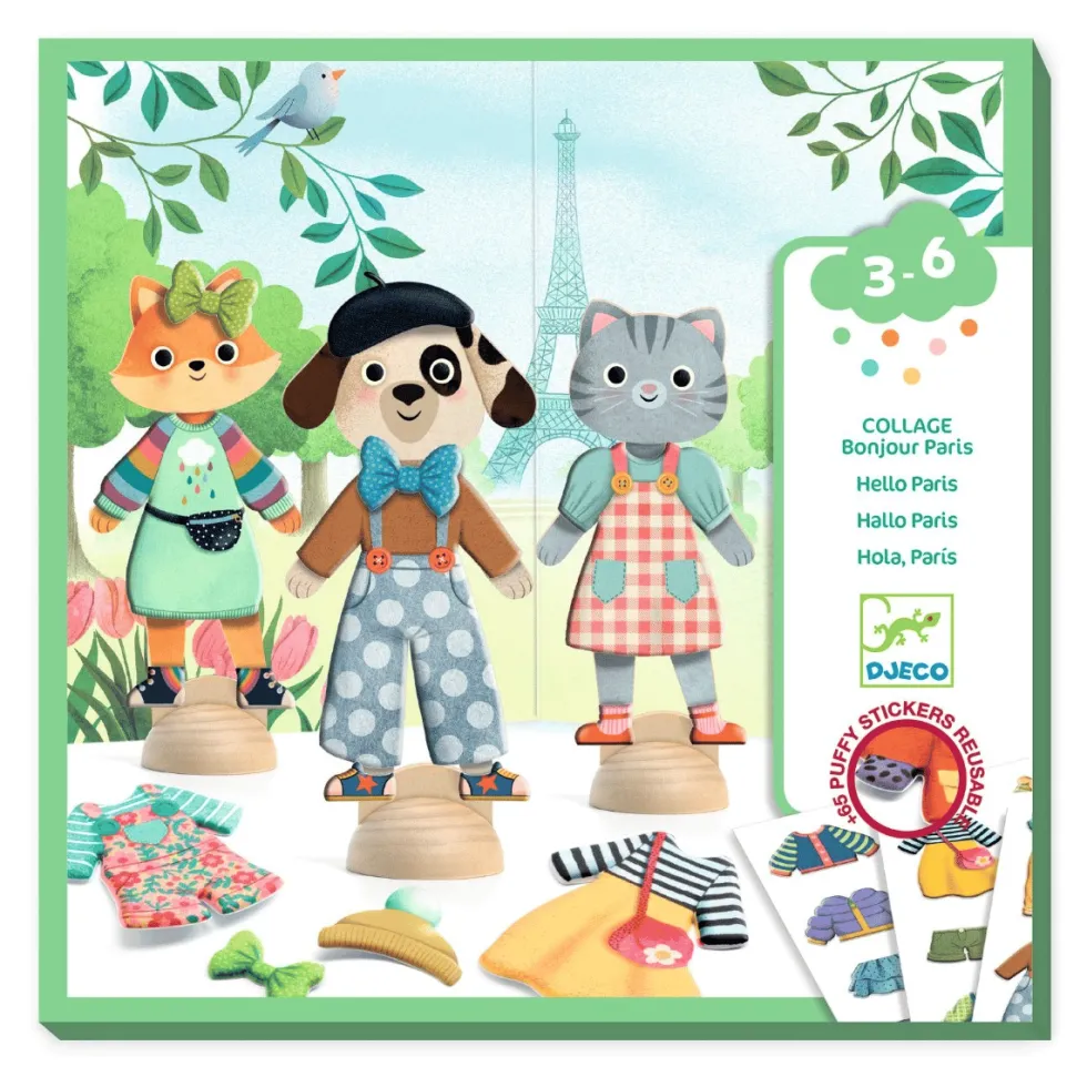 Paperinukke tarroilla - Bonjour Paris