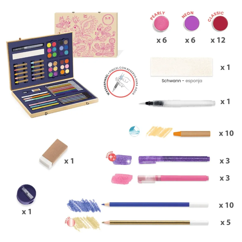 Piirustus- & maalautarvikesalkku - Glimmer, 60 os.
