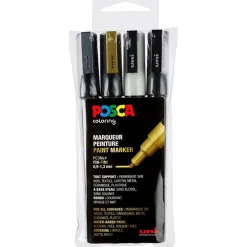 Posca PC-3M -tussit – Must./val./kult./hop., 4 kpl