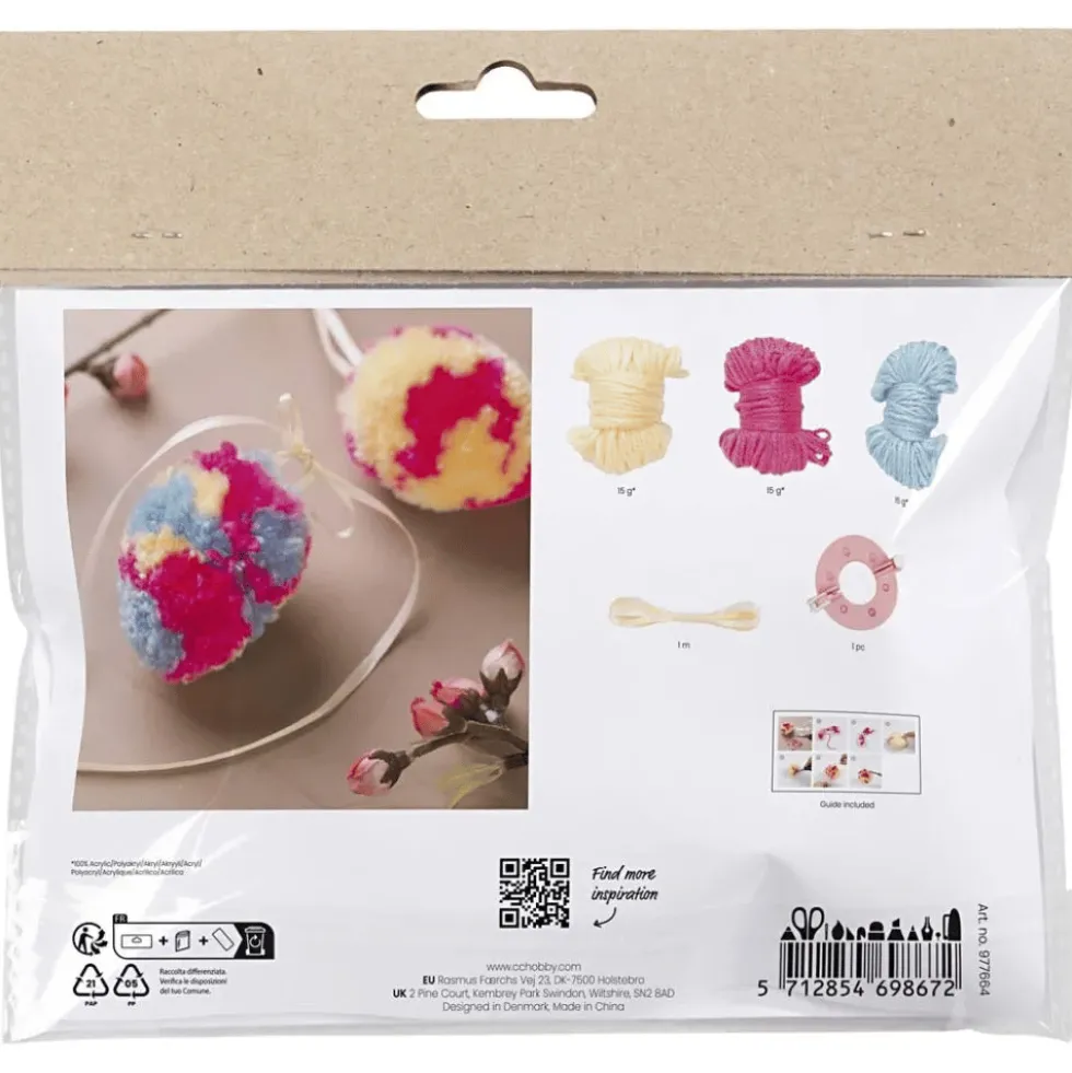 Pääsiäispussi - Tee pompom-pääsiäismunia, 2 kpl