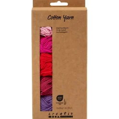 Puuvillalanka – Lila & pinkki, 5 × 50 m