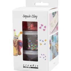 Sequin Clay 3 x 60 g – Lila & pinkki