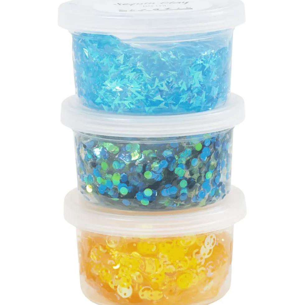 Sequin Clay 3 x 60 g – Sininen & keltainen
