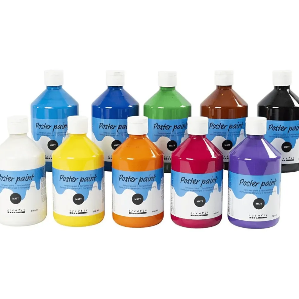 Temperamaali matta - Perusvärit, 10 x 500 ml