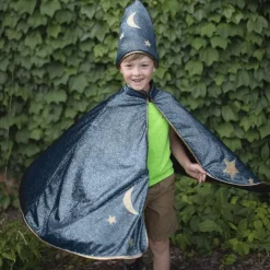 Tähtikuvioinen viitta ja hattu